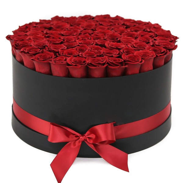 Caja Velvet de 50 rosas rojas naturales